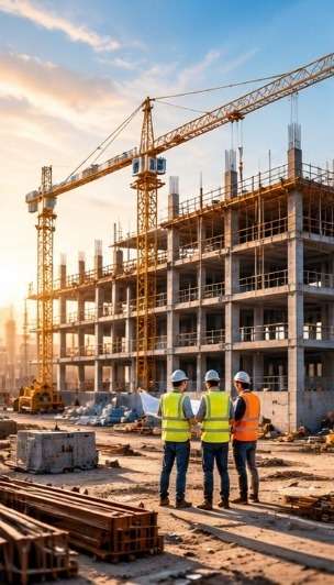 Modern construction project and building framework