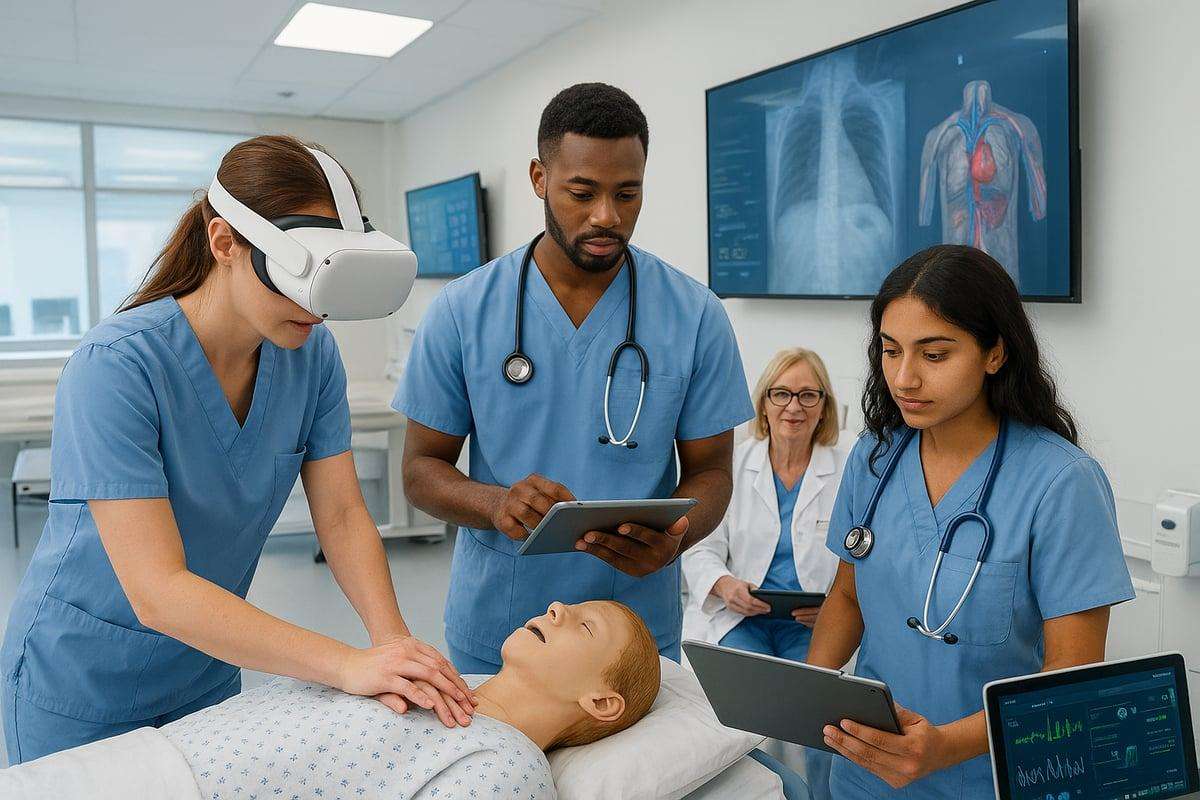 Healthcare professionals using immersive medical training technology